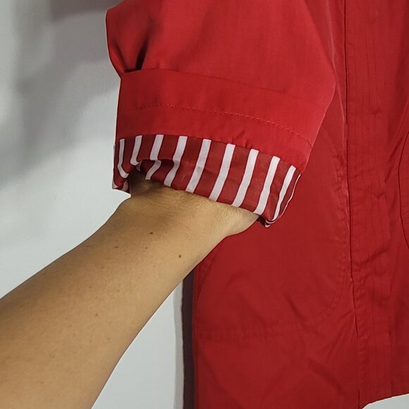 Suka Women's Red Cotton Blend Pockets Zip & Button Details Trench Coat Size XS - Picture 7 of 15